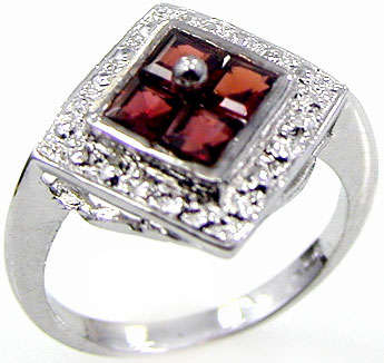 Solid 925 Sterling Silver Genuine Garnet ring